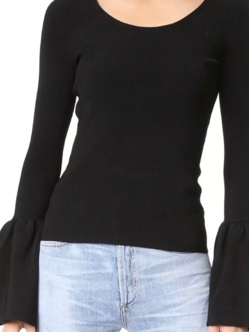 Elizabeth & James Willow Black Bell Sleeve Sweater Size XS